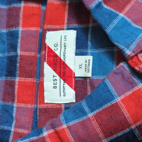 Best Made Co. Linen Blend Check Pattern Shirt Size XL in Red/Blue - Picture 2 of 10